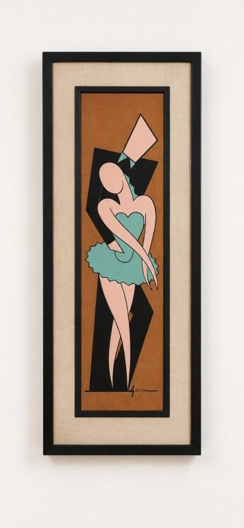 Modern stylized illustration of ballroom dancers: Mid-century modern stylized illustration of ballroom dancers