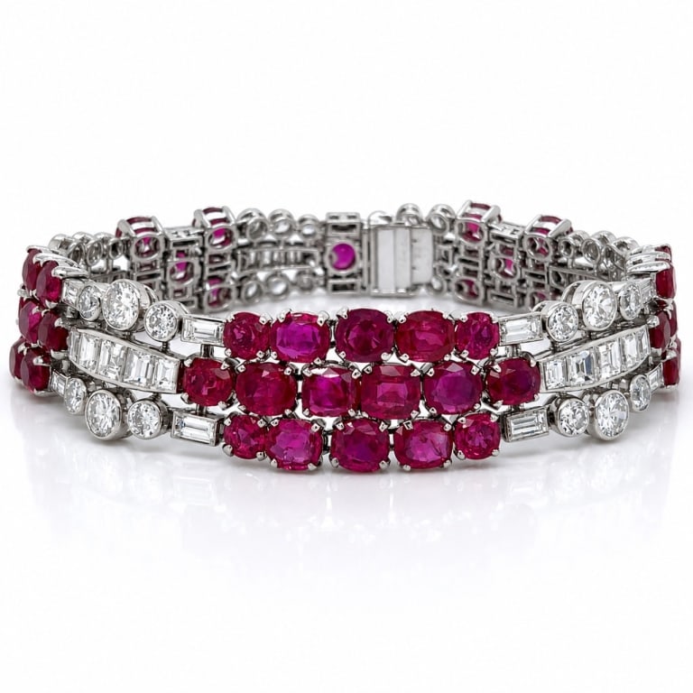 Platinum Certified No-heat Ruby & Diamond Bracelet (1 of 6)