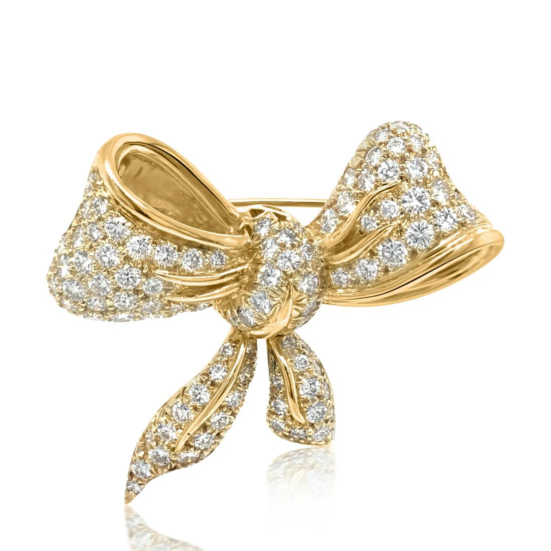 18K Gold Diamond Bow Brooch (1 of 5)