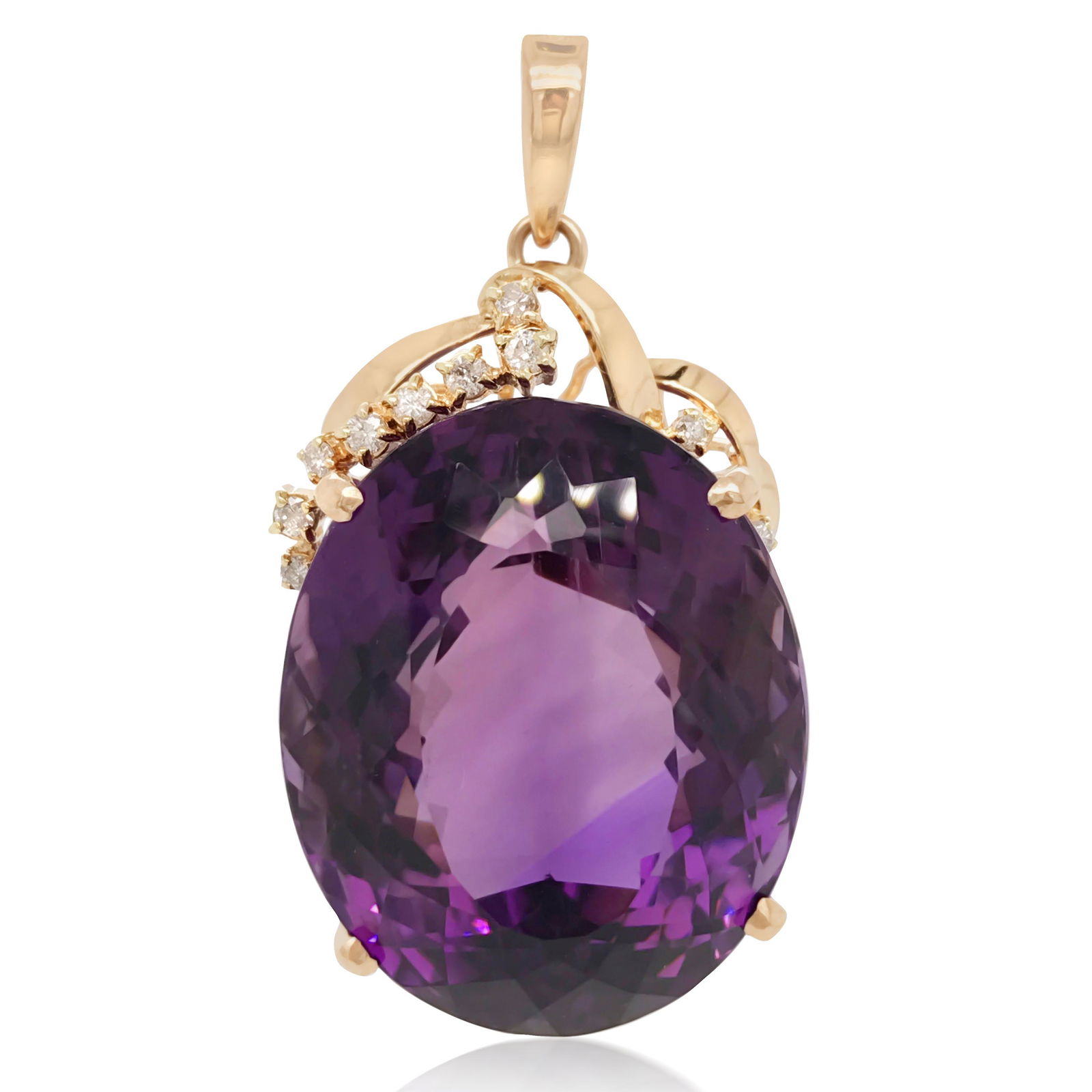 14K Yellow Gold Amethyst Diamond  Pendant (1 of 5)