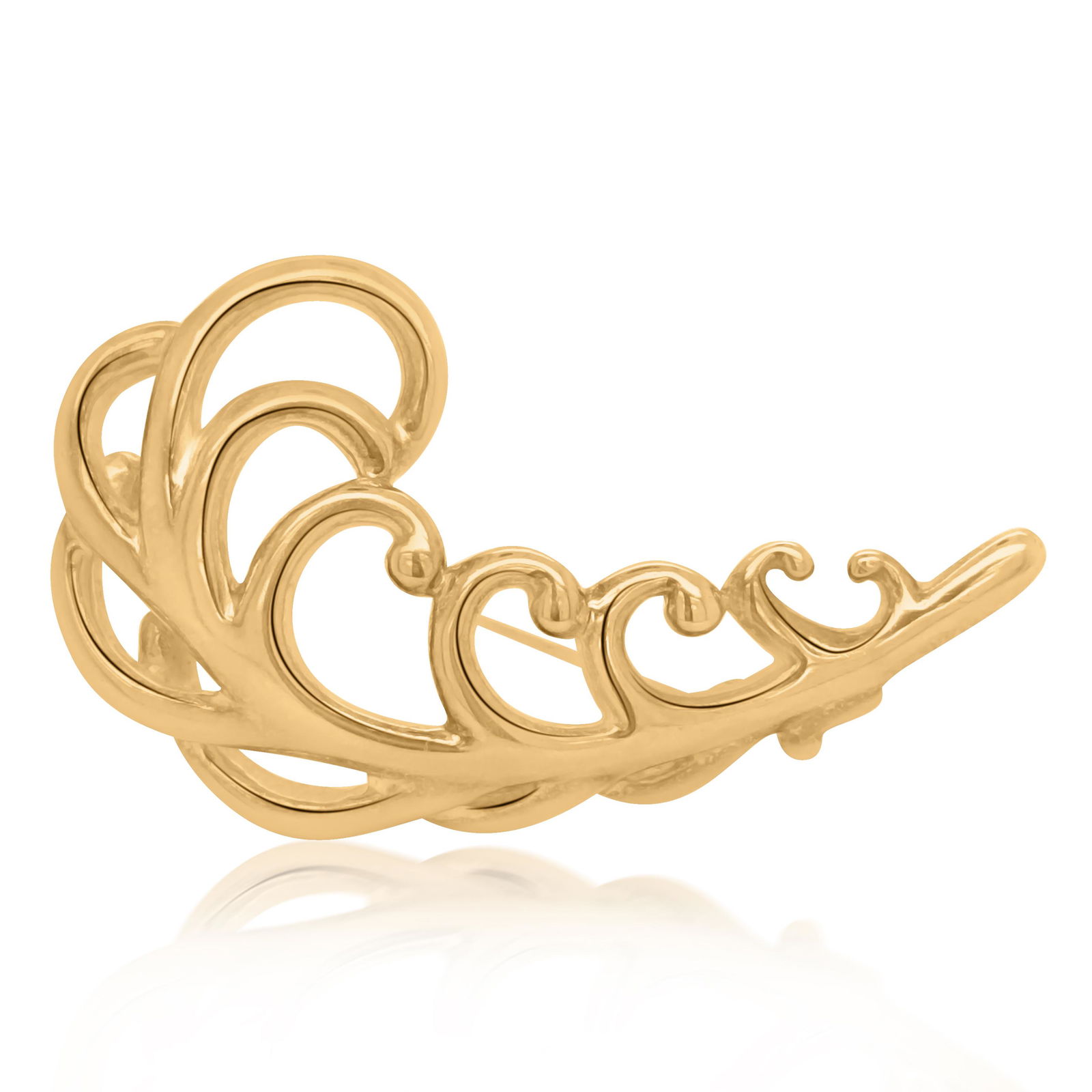 Tiffany, 18K Gold Feather Brooch (1 of 4)