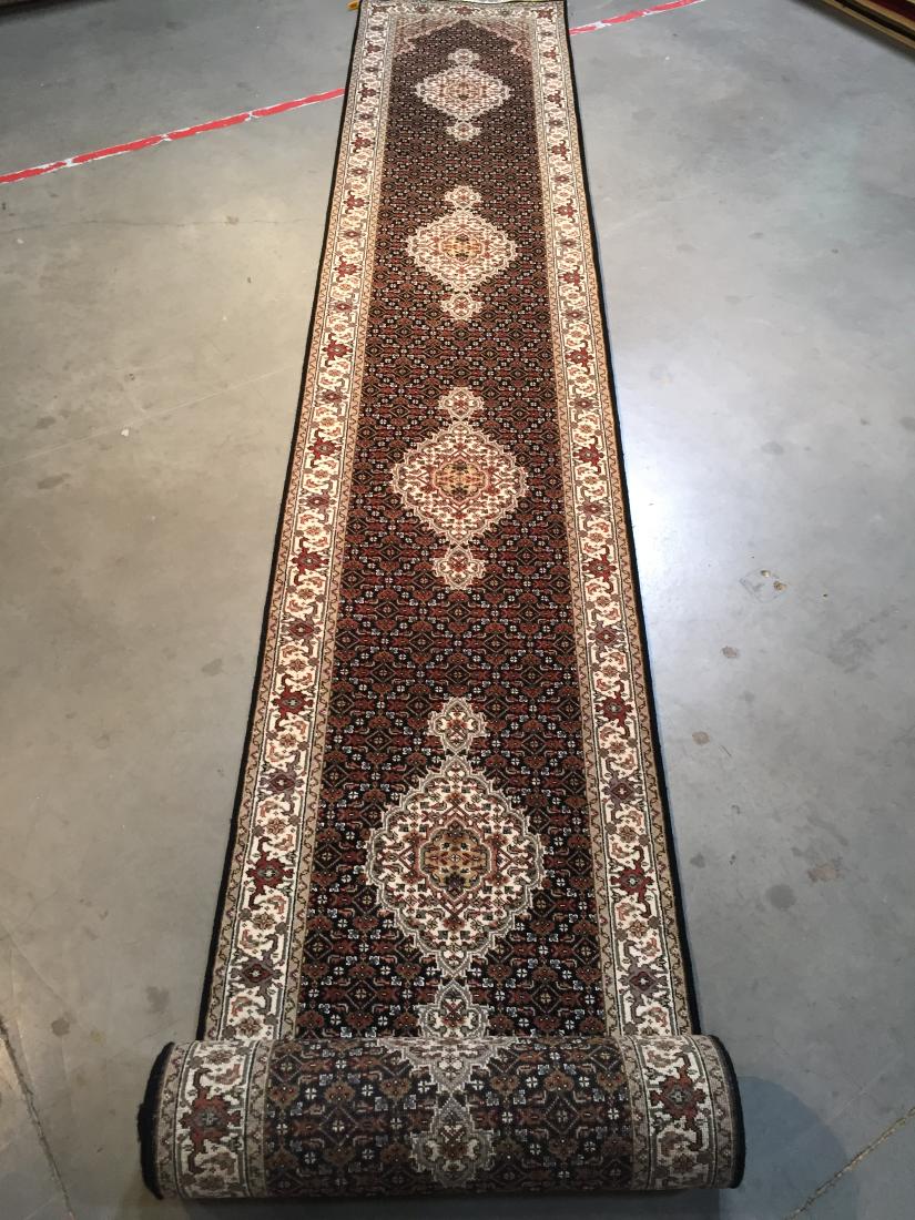 HAND KNOTTED WOOL AND SILK PERSIAN"MAHI" RUNNER RUG (1 of 8)