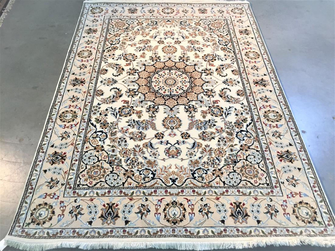 SILK & WOOL PERSIAN NAIN HAND KNOTTED WOOL RUG 8x10 (1 of 9)