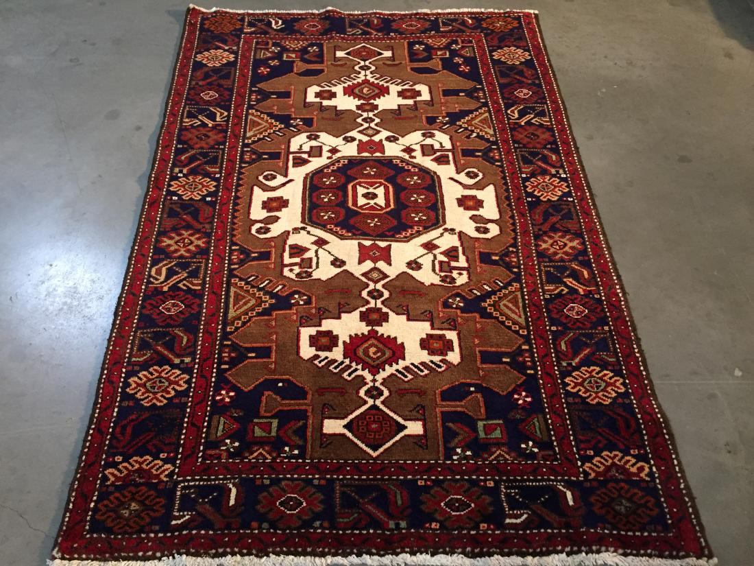 AUTHENTIC PERSIAN HAMEDAN HAND KNOTTED WOOL RUG 5'X7' (1 of 8)