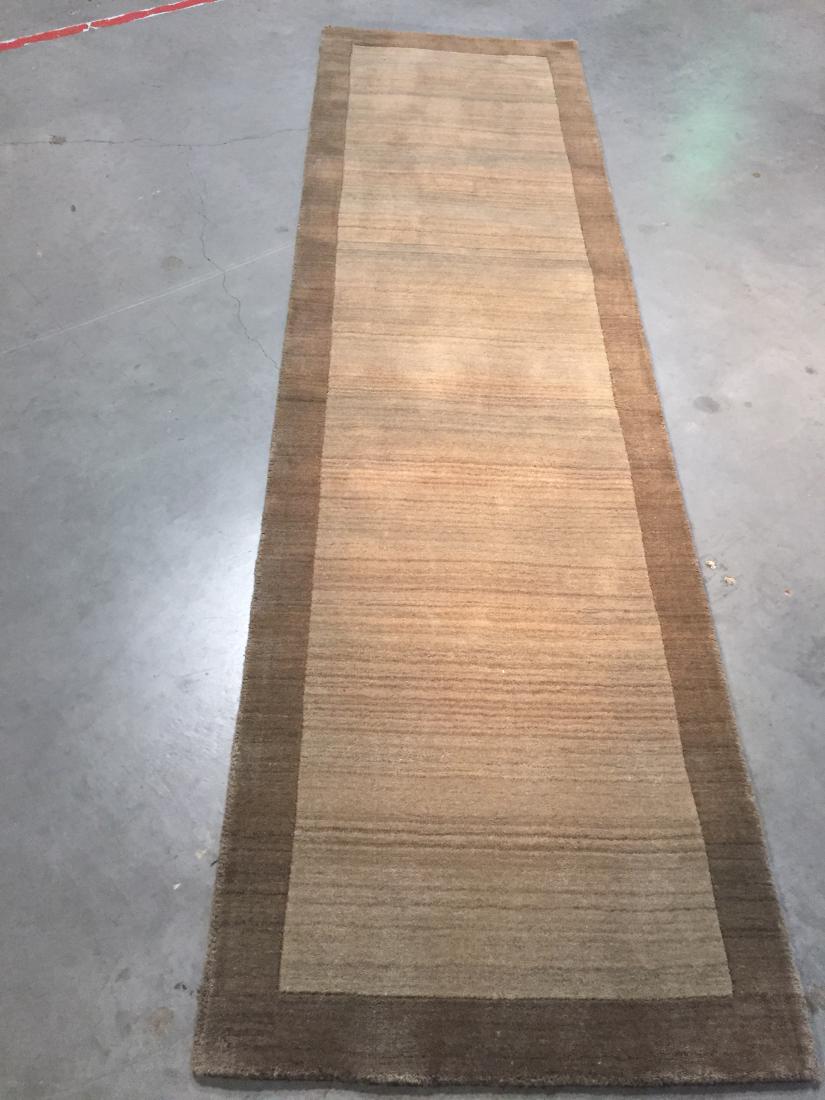 SOLID TWO TONE DESIGN HAND MADE & CARVED WOOL RUNNER (1 of 3)