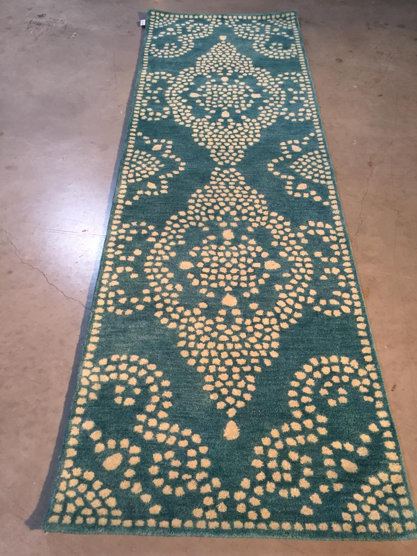 MODERN HAND MADE & CARVED WOOL RUNNER 2.6x9 (1 of 6)