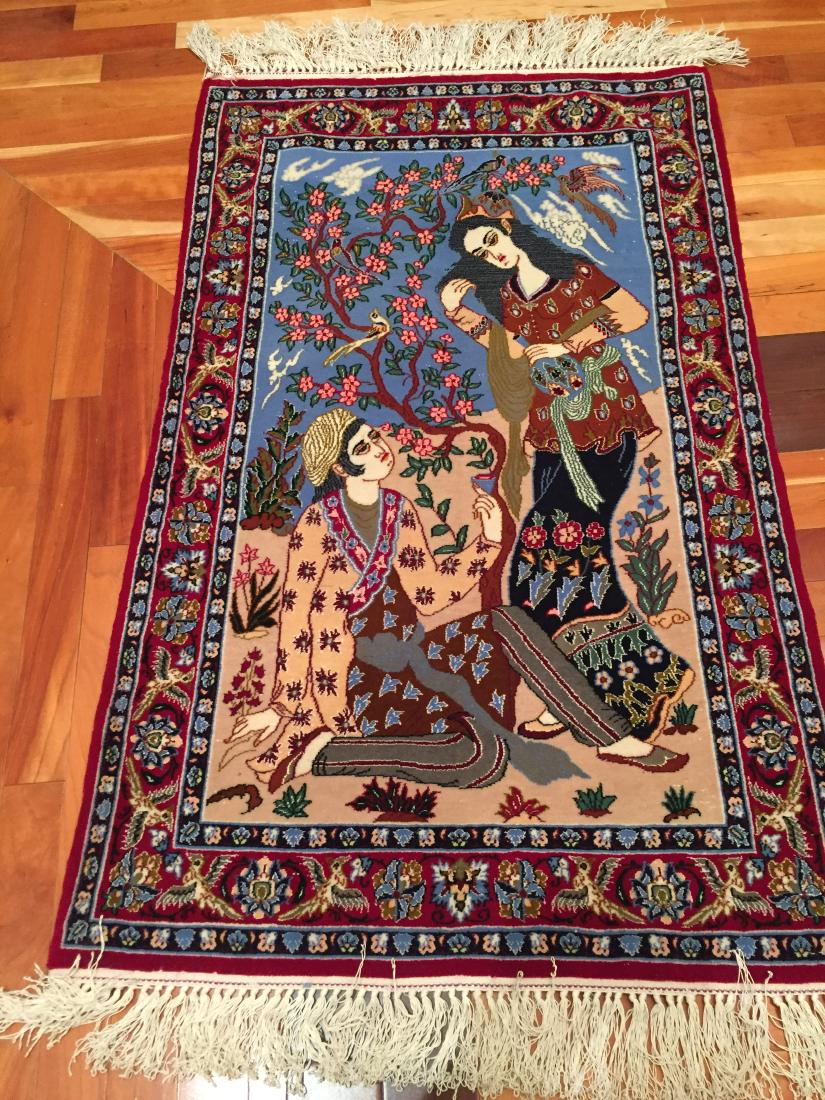 FINE AUTHENTIC SILK & WOOL  ISFAHAN PICTORIAL RUG 2.3x4 (1 of 5)