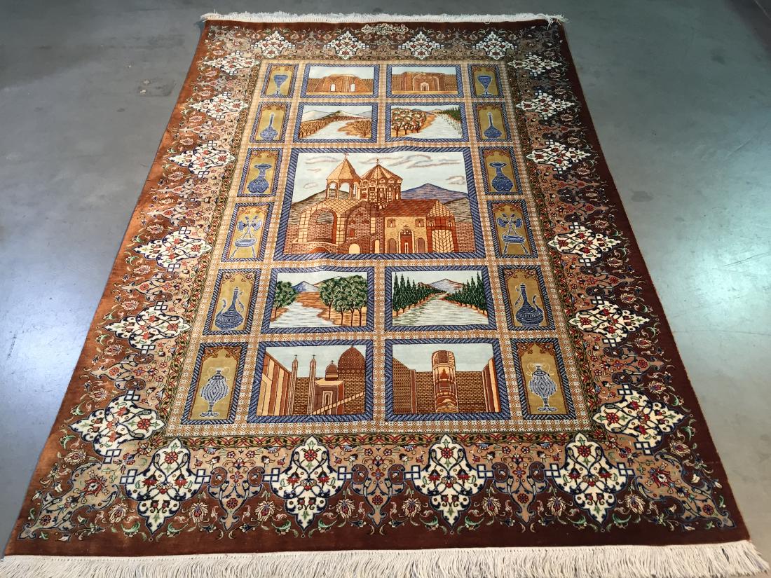 SIGNED AUTHENTIC 100% SILK PERSIAN QUM MASTERPIECE, (1 of 10)