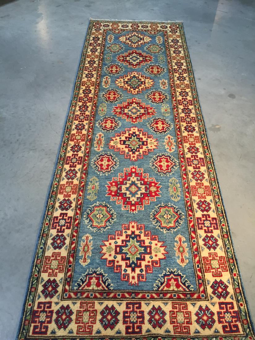 FINE HAND KNOTTED WOOL GEOMETRIC KAZAK RUNNER 2.8x8.1 (1 of 9)