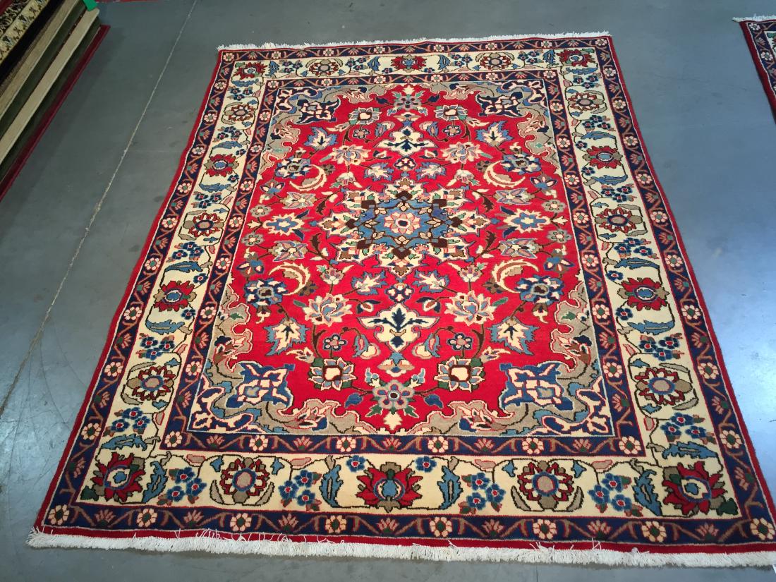 AUTHENTIC PERSIAN ISFAHAN  HAND KNOTTED WOOL RUG 6X7 (1 of 6)