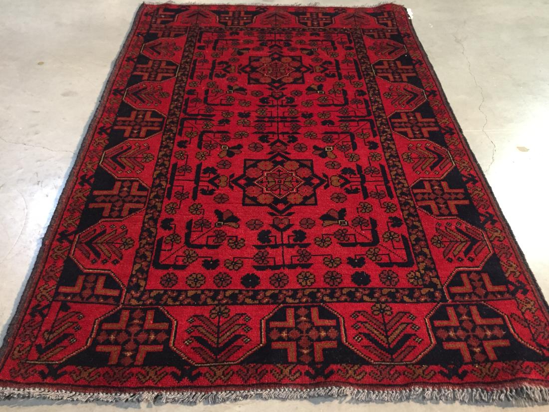 HAND KNOTTED AFGHAN  RUG  3.3x5 (1 of 6)