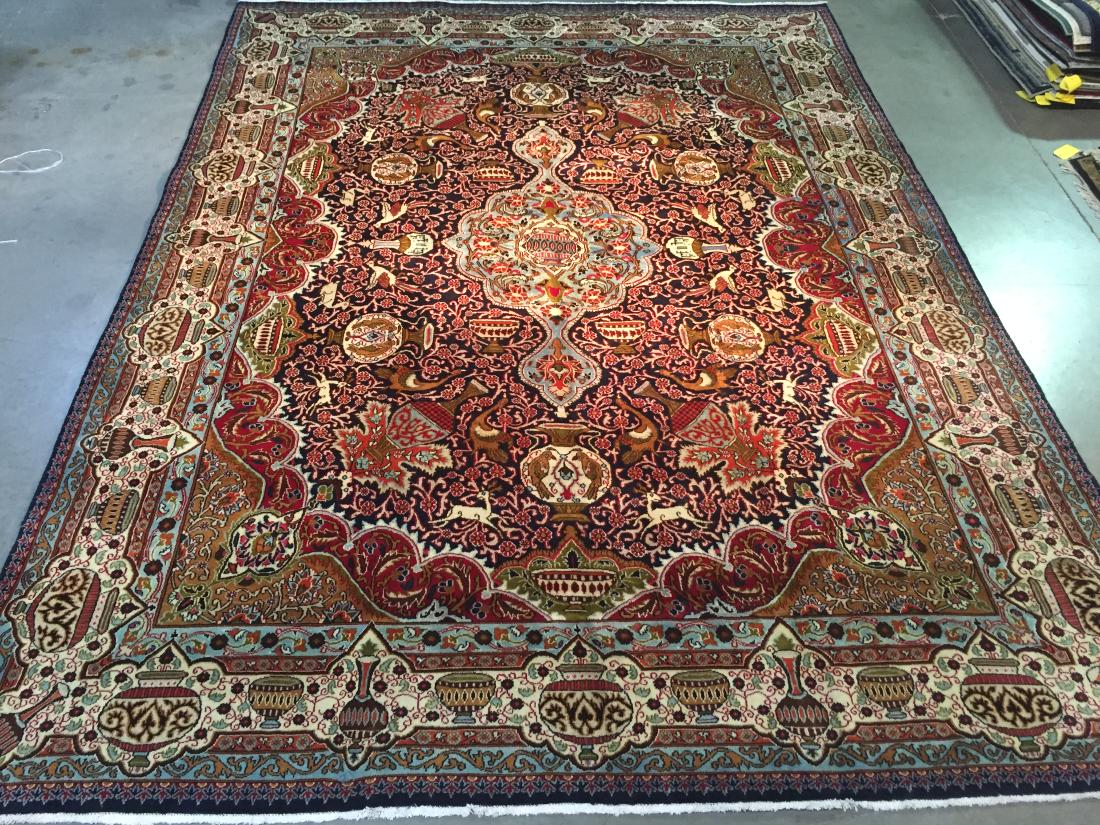 STUNNING ANTIQUE PERSIAN KASHMAR MASTERPIECE 9'.7"X13' (1 of 9)