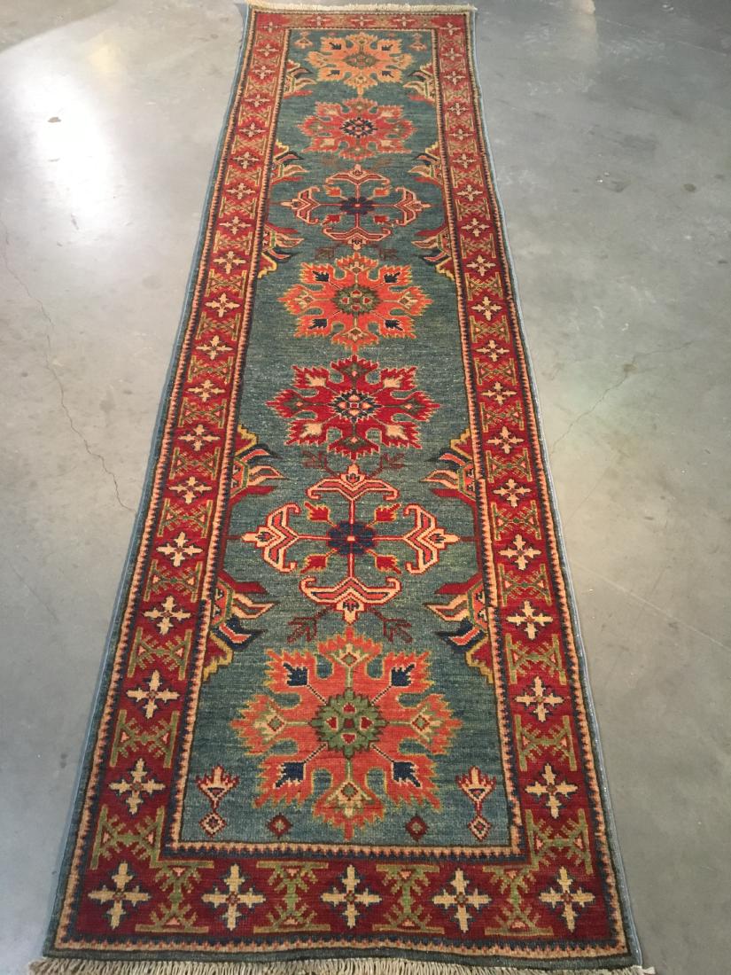 FINE HAND KNOTTED WOOL AFGHAN GAZNI RUNNER 2'.7"X9'.7": 2'.7"x9'.7 Super Afghan Antique reproduction Peshawar , Gazni runner, in blue, and multi other accent colors, Vege dye 100% hand spun wool pile Hand Knotted in Afghanestan FREE SHIPPING WITHIN CONTIGU