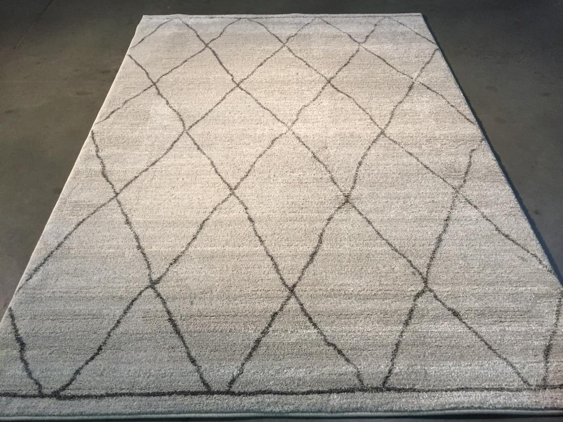TRENDY MOROCCAN DESIGN RUG 6X8: 5.3X7.7 Designer Euro Belgium made rug in stylish Morroccan design, Ivory, silver grey colors 100% stain resistant Polypropylene pile power loom in Belgium FREE SHIPPING WITHIN CONTIGUOUS US
