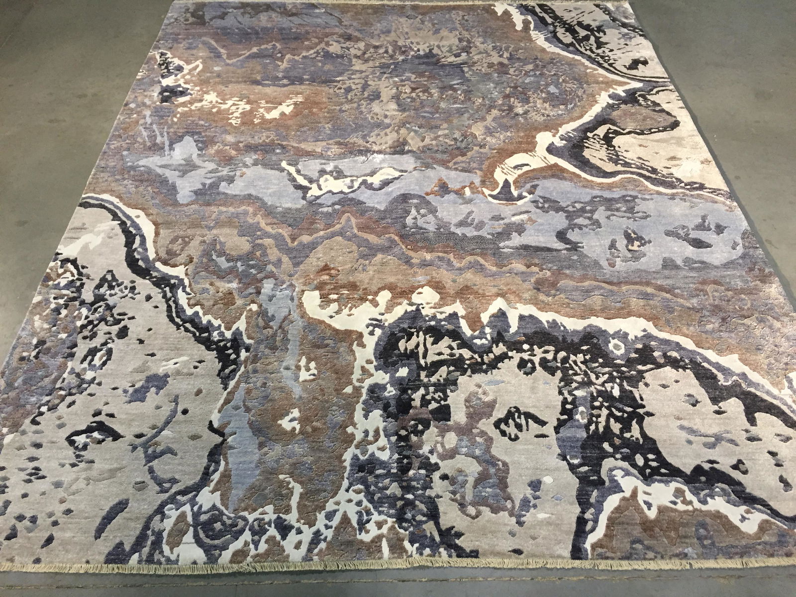 EXQUISITE MODERN SILK& WOOL RUG 8x10: 8'x10' Modern Hand knotted rug super sheen and silky look in Grey, blue and multi accent colors wool and silk pile, Hand knotted in Nepal FREE SHIPPING WITHIN CONTIGUOS US