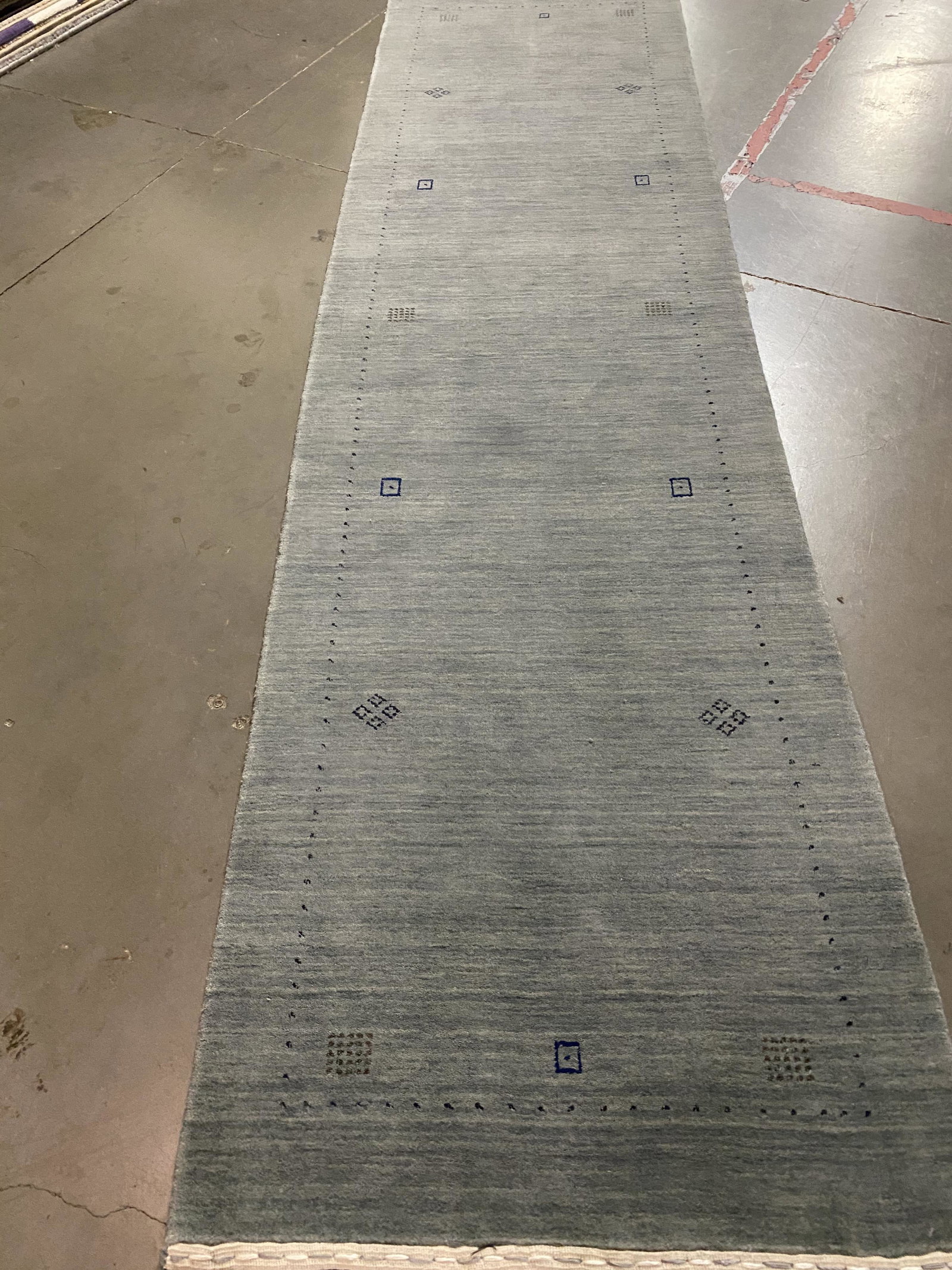 MAGNIFICENT GABBEH RUNNER 2.8x8: Decorative 2'.8"X8'.0" Fine weave Gabbeh runner , 100% natural Veggie Dyes Wool pile , in textured Blue, grey color , Hand Knotted in India,