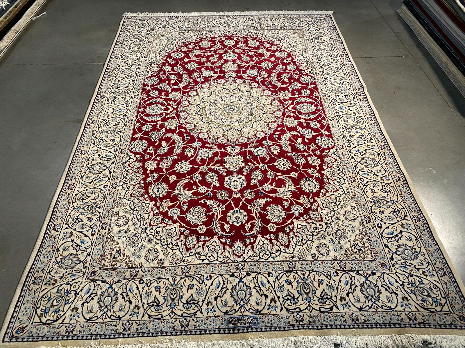 SIGNED SILK &WOOL PERSIAN NAIN RUG 6'.6"x10'.0" (1 of 9)