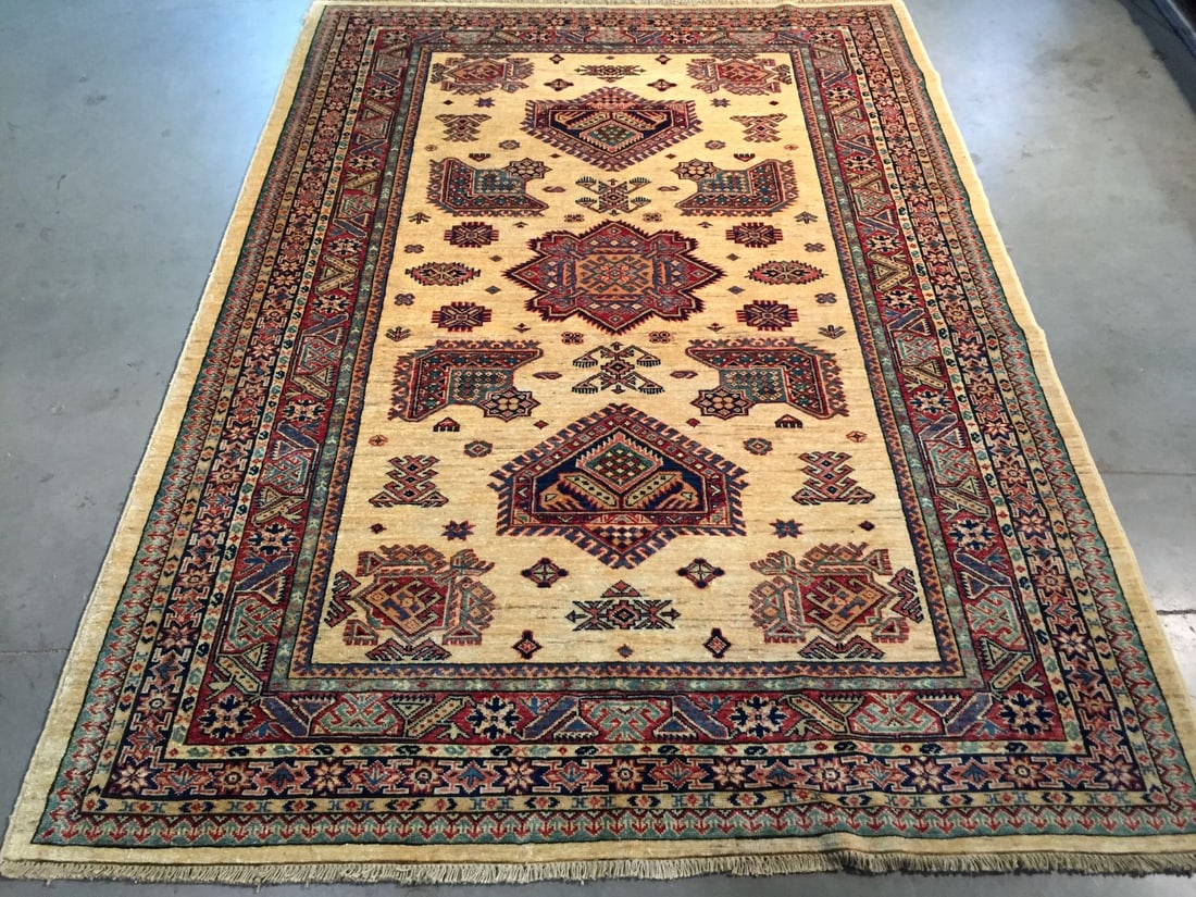 EXQUISITE FINE GEOMETRIC SUPER KAZAK RUG 5.7x8.1 (1 of 6)