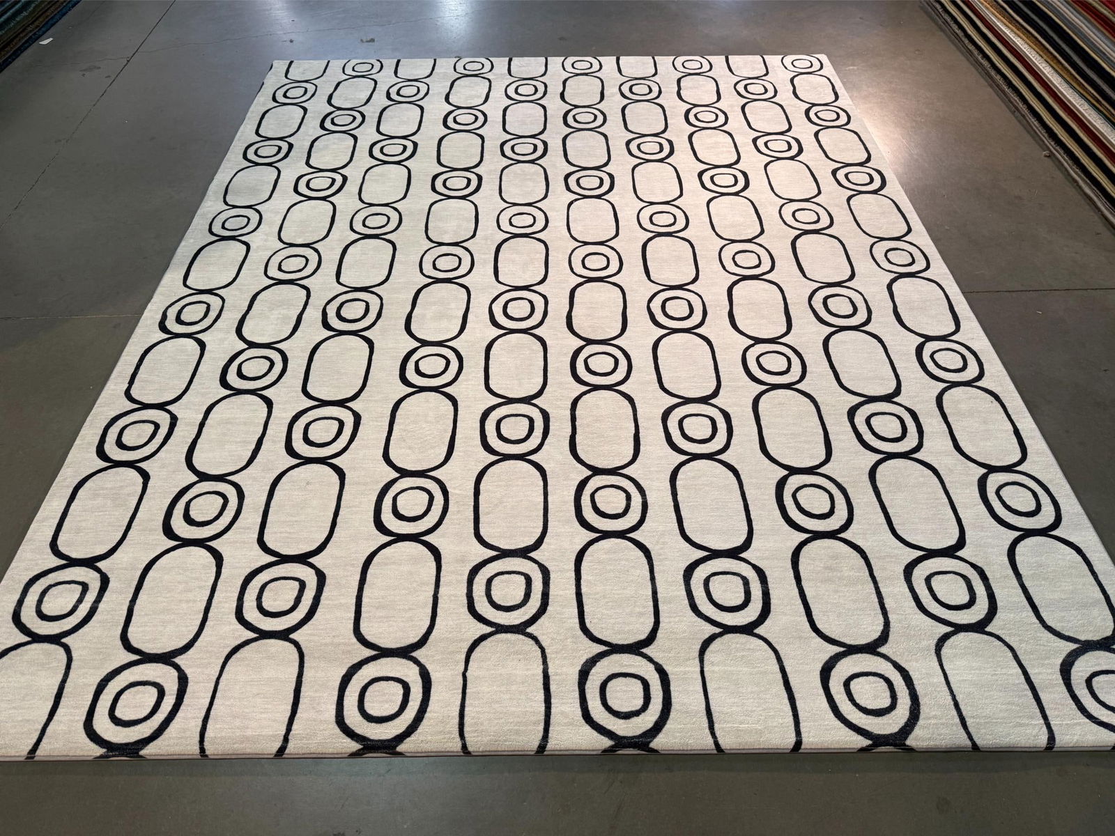 STUNNING MODERN RUG 8x10: 8x10 Magnificent Modern rugin Black and white Machine woven in USA, 100% Polyester Pile