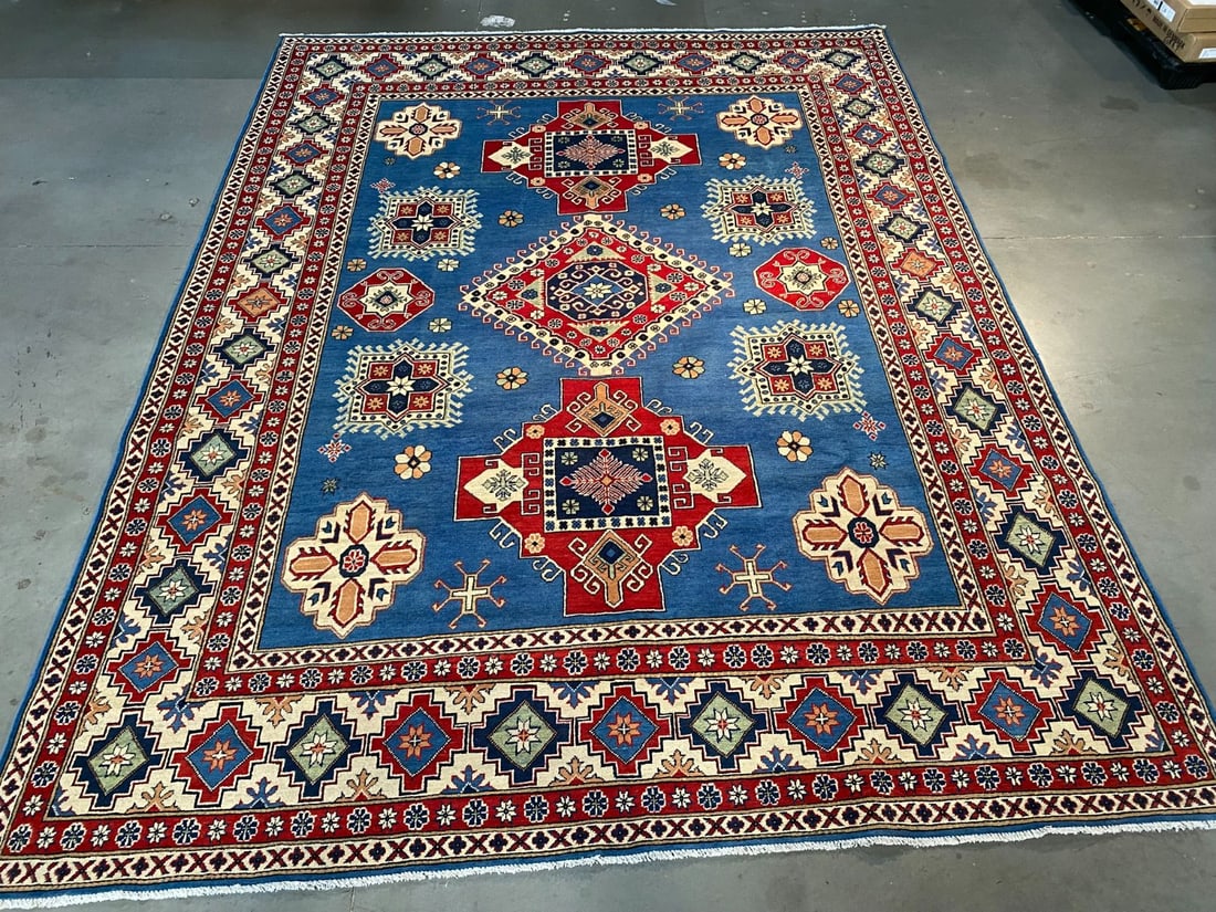 Exquisite Fine Geometic Super Kazak Rug 9x11.7 (1 of 8)