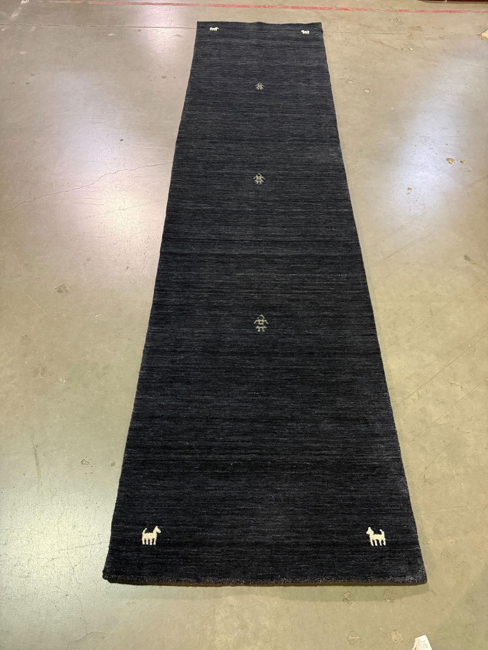 Decorative Gabeh Runner 2.6x10: 2.6x10 Exquisite Gabeh Runner Luxerious Natural Wool Sheen Pile in Blue Denim Color Hand Knotted in India