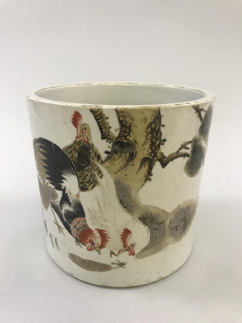 Yu Cen Mark, A Famille Rose Brushpot: Yu Cen Mark, A Famille Rose Brushpot Dimension:Height 18.2cm, Width 18.8cm