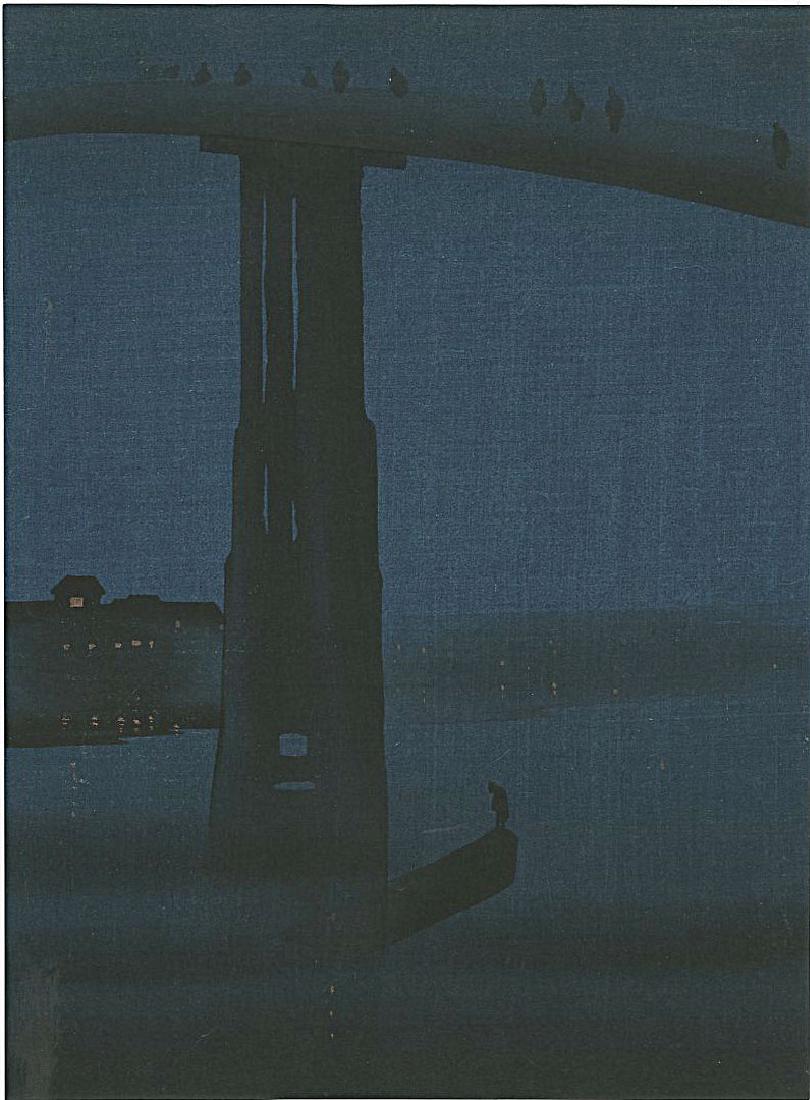 Eijiro Kobayashi: High Bridge Woodblock: Japanese Woodblock Print, 1930s, published by the Shima Print Co.; Provenance: from the Robert O. Muller estate SIZE IN INCHES: 7.5 x 10.1 inches