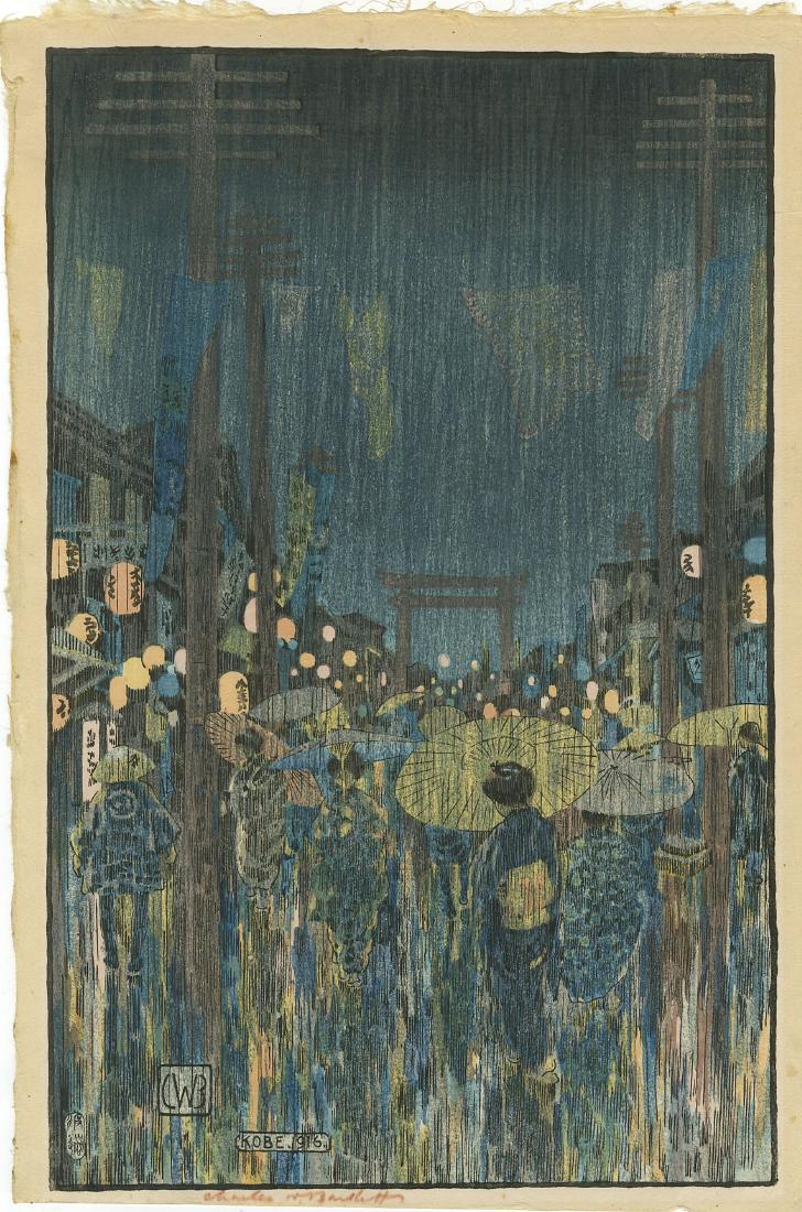 Charles W. Bartlett: Kobe 1916 1st Ed. Woodblock (1 of 2)