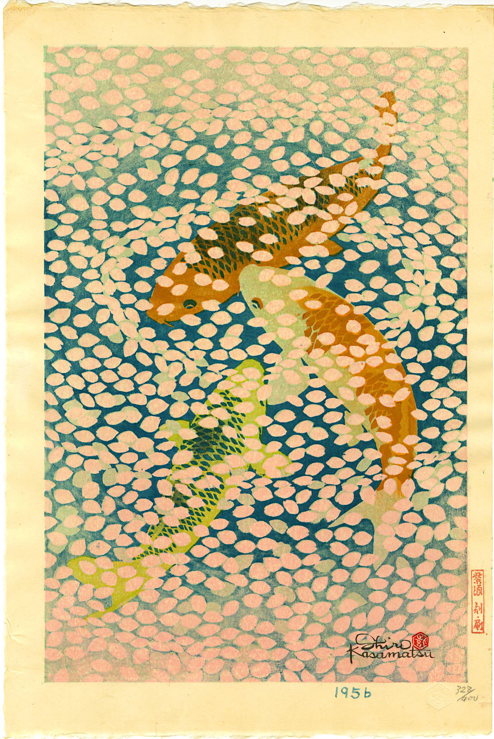 Kasamatsu Shiro Waves Of Petals 1st Ed 1957 Woodblock Dec 08 19 Ukiyoe Gallery Japanese Woodblock Prints In Ga