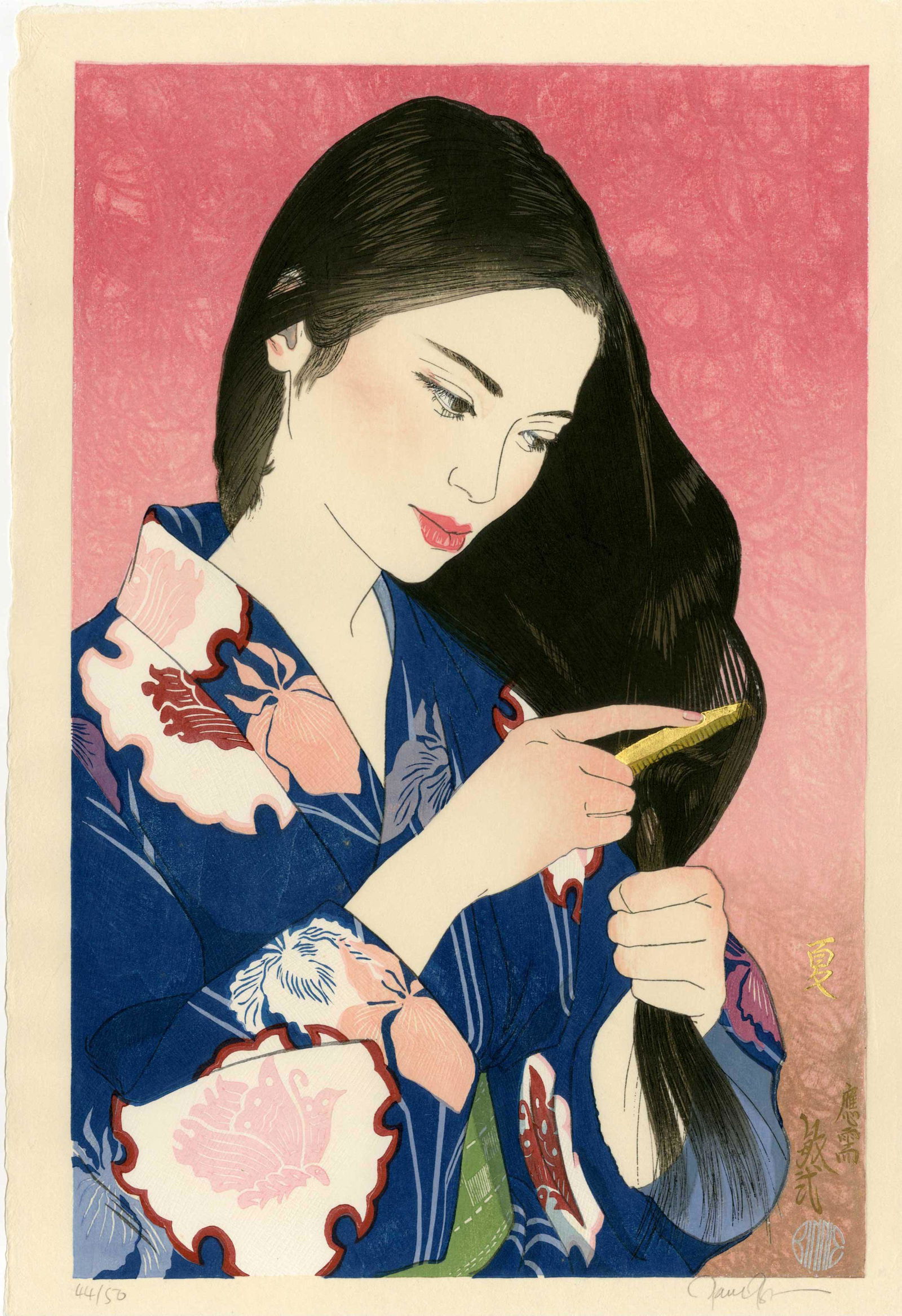 Paul Binnie - Summer #44/50 2003 LIMITED ED woodblock: Japanese Woodblock Print, 2003, Limited Edition #44/50. Self-carved/self-printed by artist, pencil signed. SIZE IN INCHES: 12.75 x 18.75 PROVENANCE: The William Schwed Family Estate - Lifetime Private