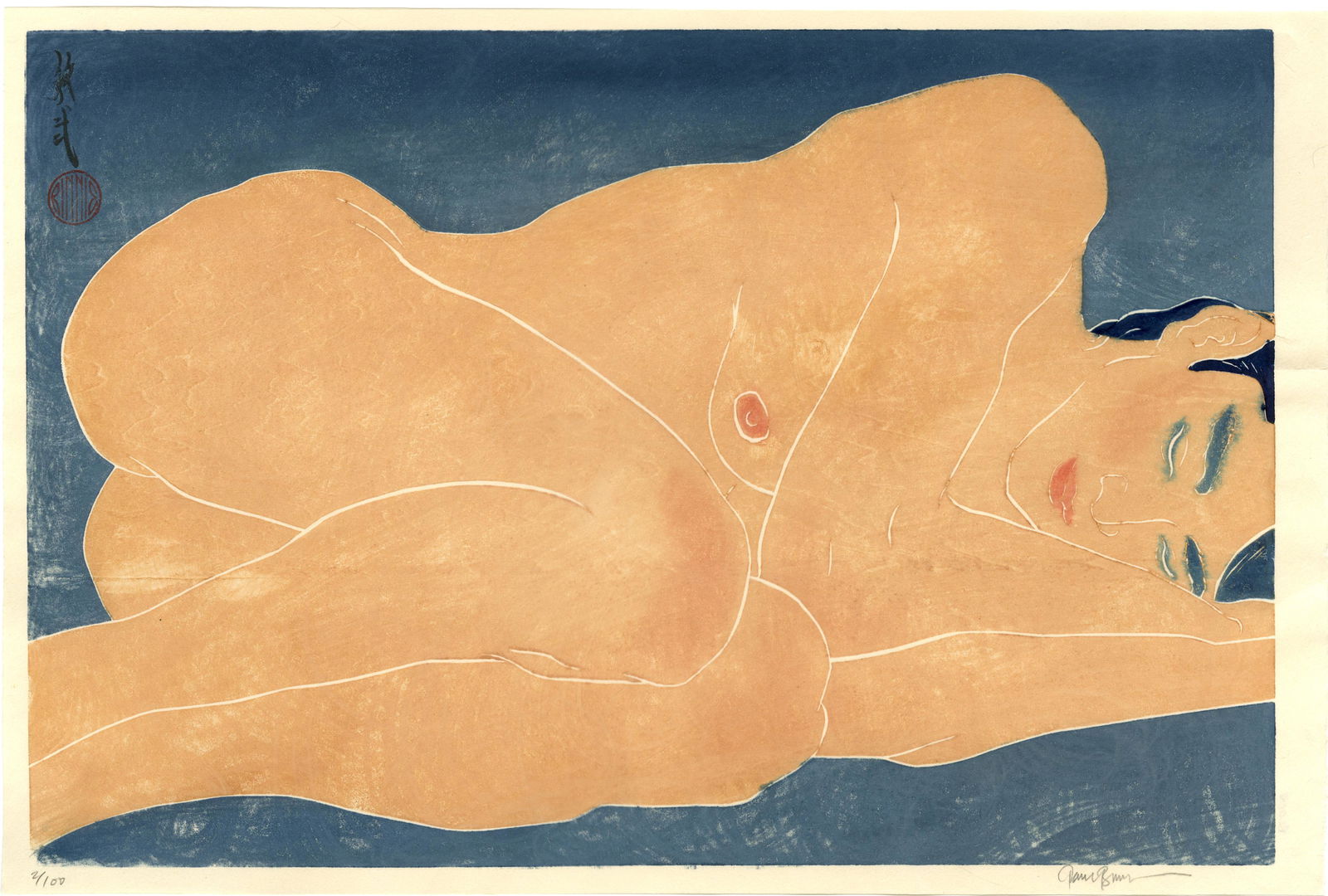 Paul Binnie - Sleeping Girl #2/100 woodblock 2004 (1 of 2)