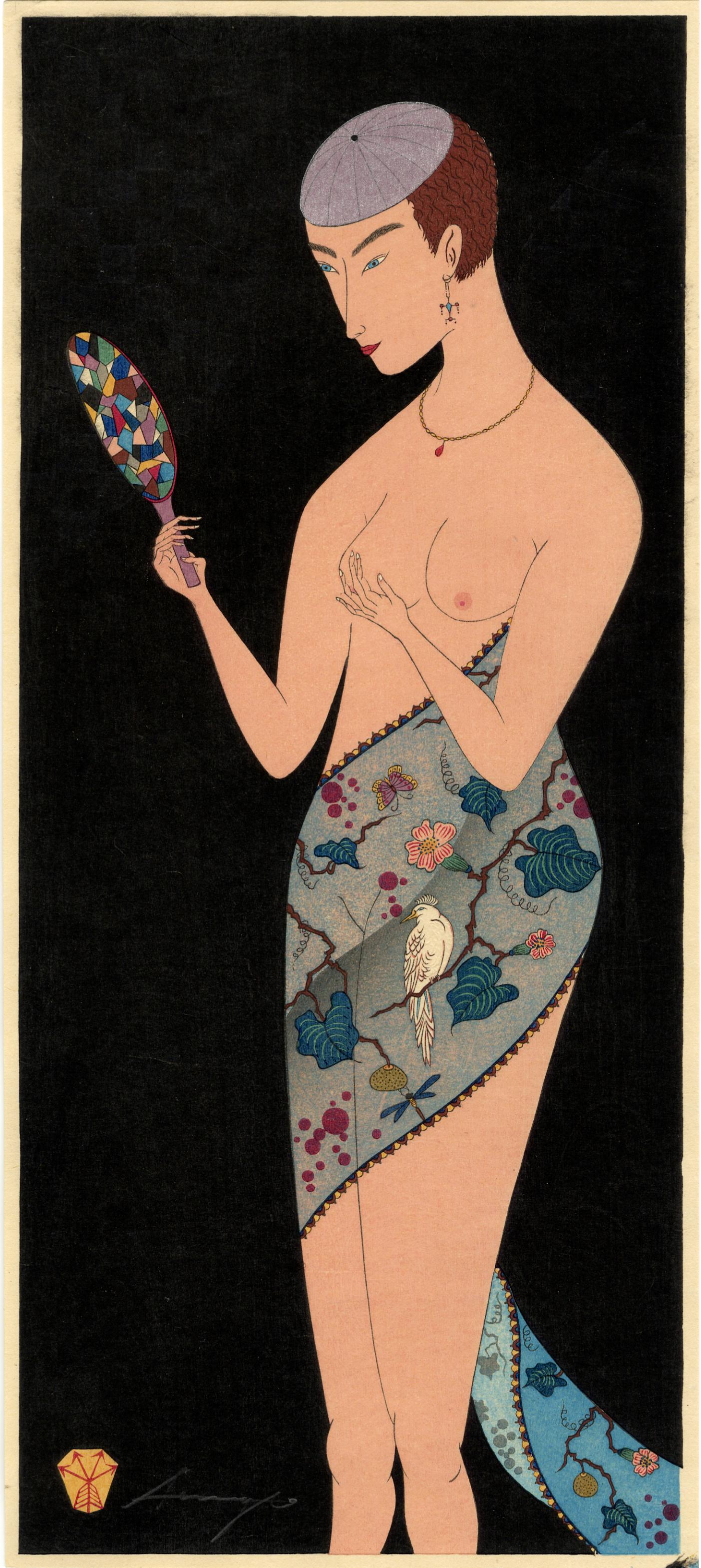 Aoyama Seiji: Flapper with Mirror c.1920s 1st Ed. (1 of 2)