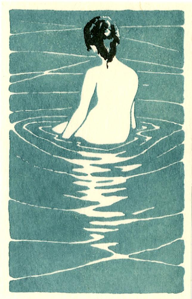 Ichijo Narumi: At the Hot Spring Woodblock (1 of 2)