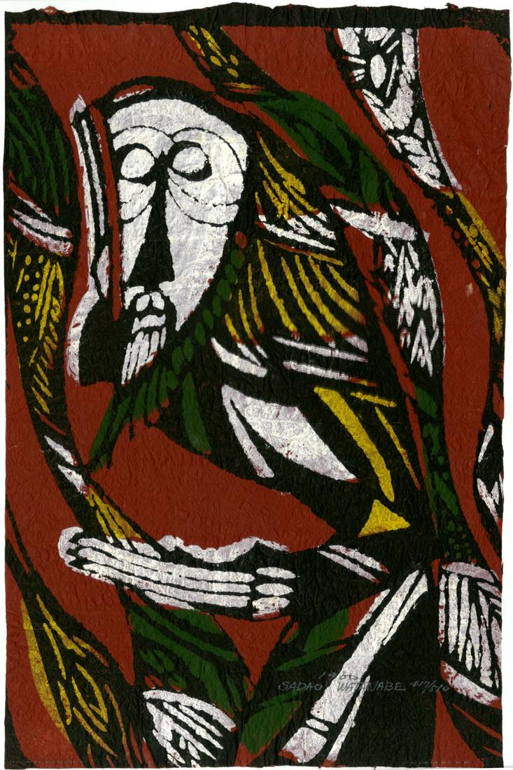 Watanabe Sadao: Listening 1959 1st Ed Woodblock (1 of 2)