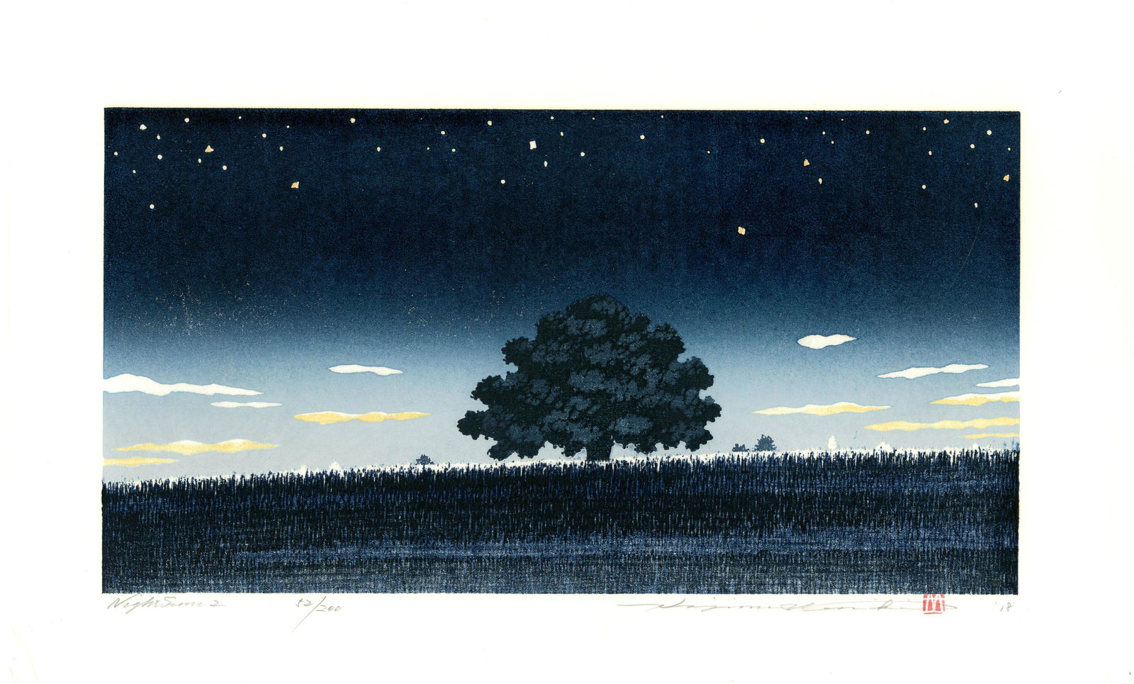 Namiki Hajime: Night Scene 2 2018 1st Ed. Woodblock (1 of 2)