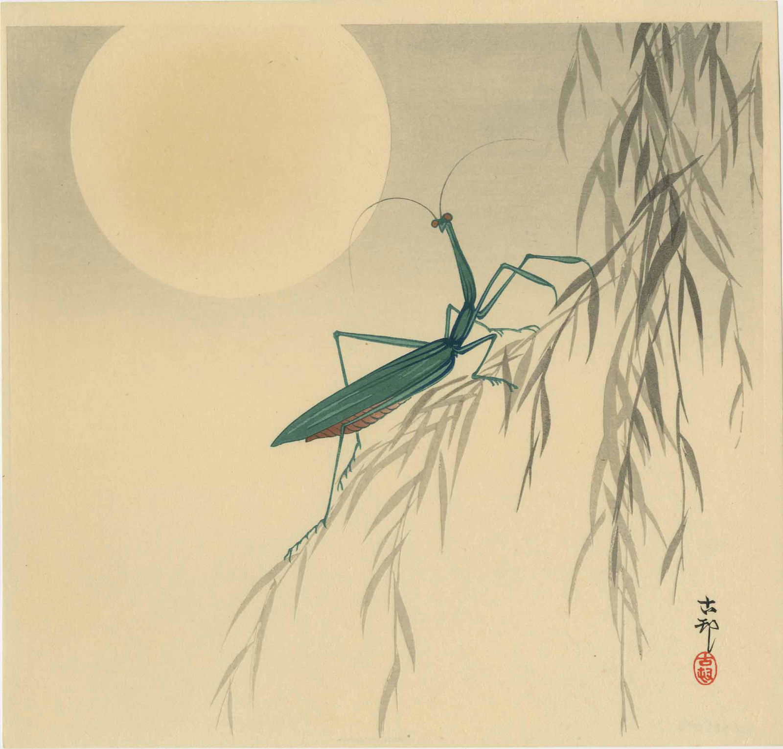 Ohara Koson - Praying Mantis Moon c1920s MULLER Est (1 of 2)