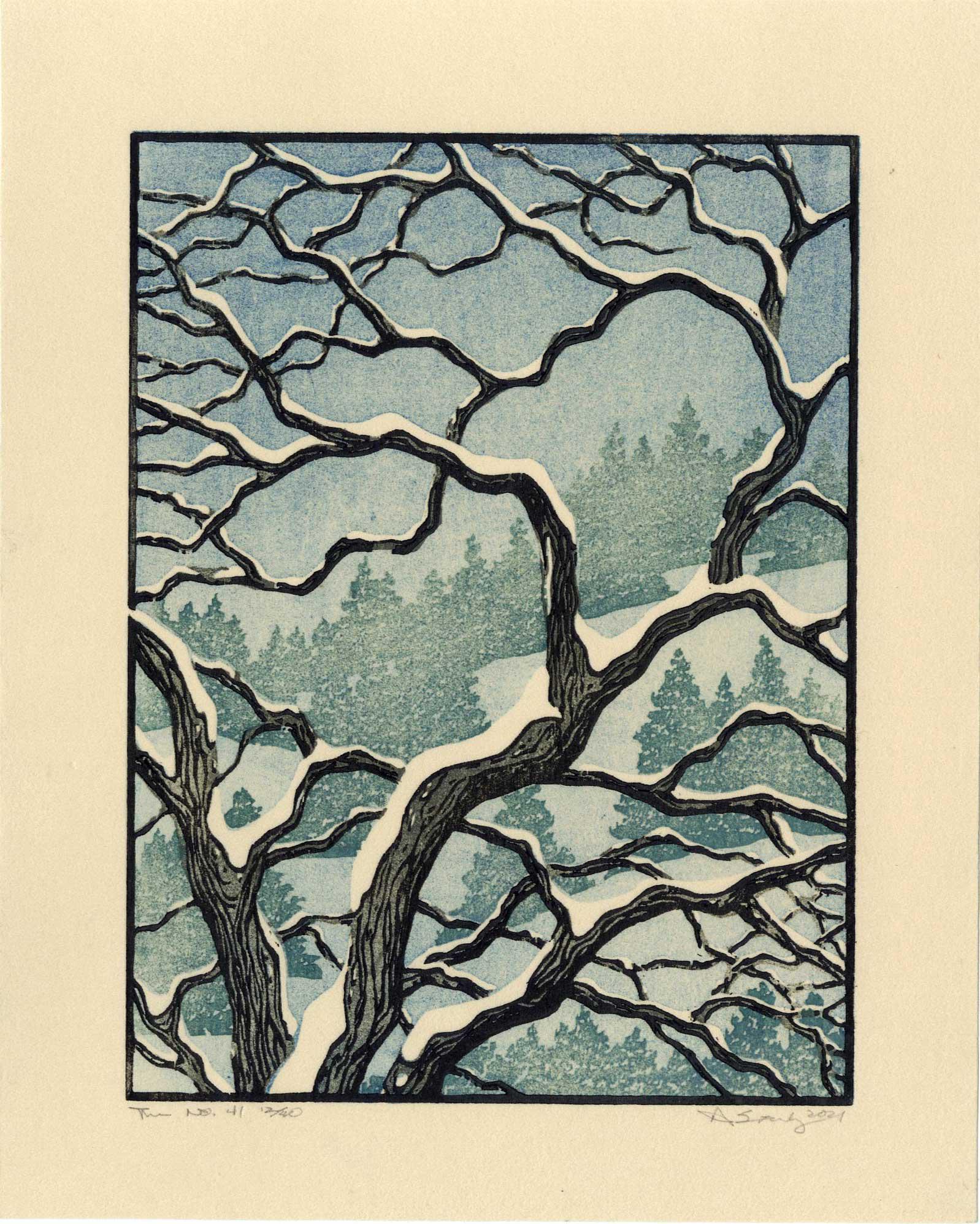 A. Starkey: Tree No. 41 1st Ed. Woodblock (1 of 2)