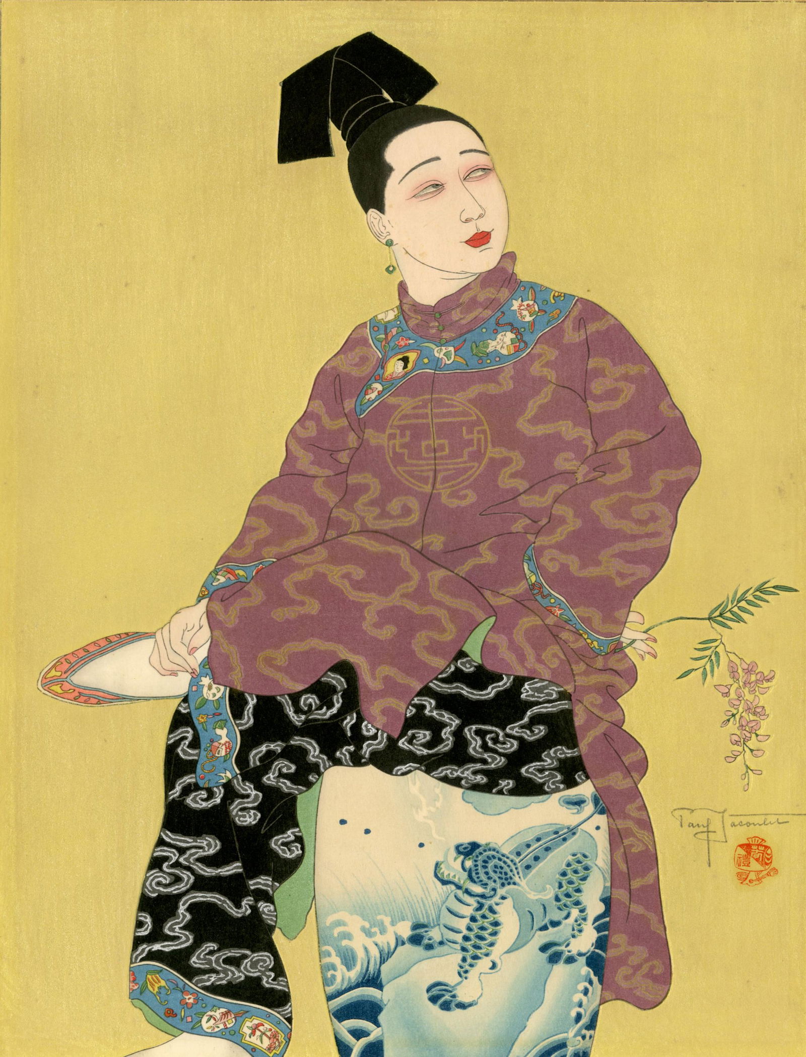 Paul Jacoulet: The Porcelain Stool 1936 Woodblock (1 of 4)