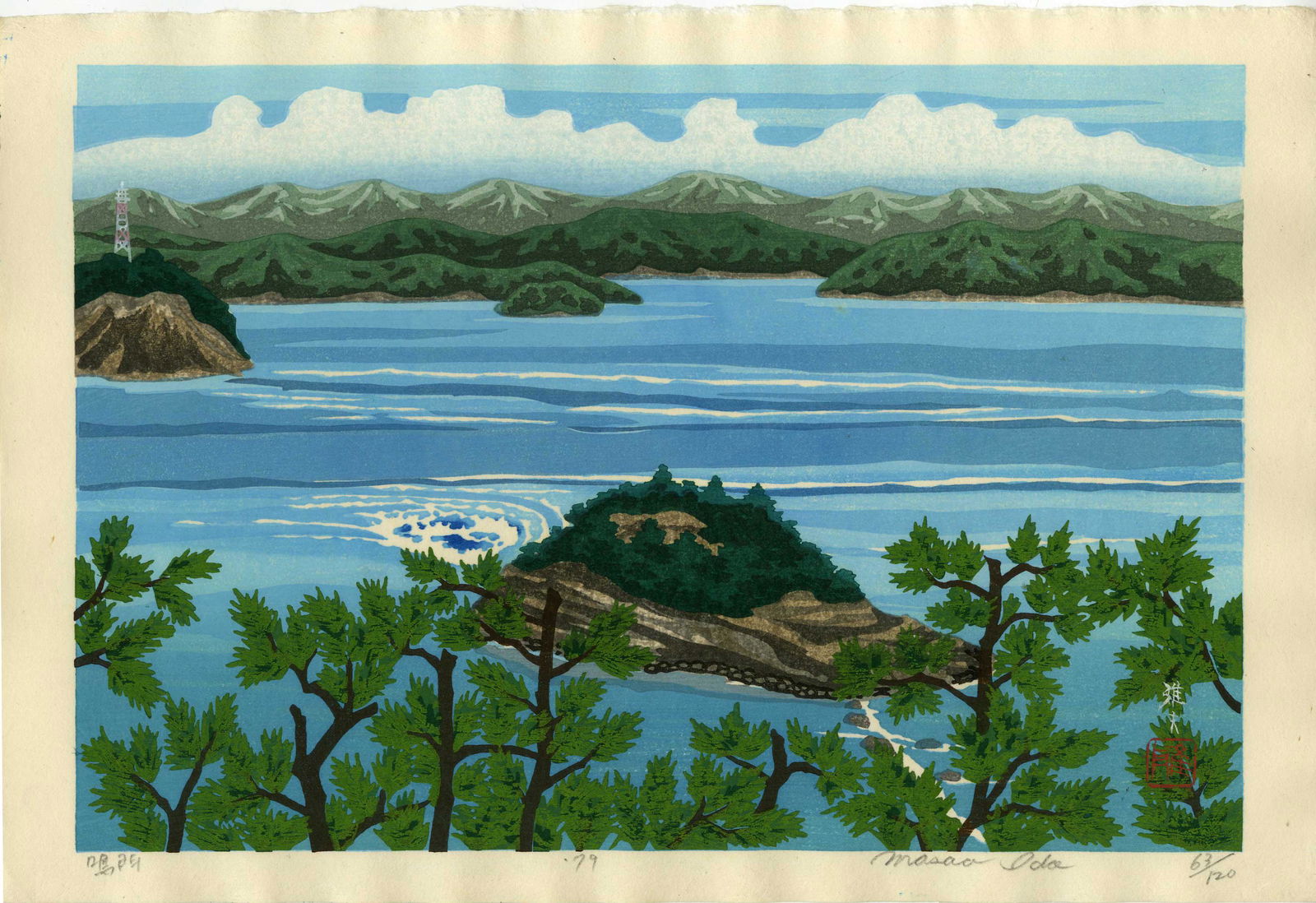 Masao Ido: Awa Whirlpool 1979 1st Ed Woodblock (1 of 2)