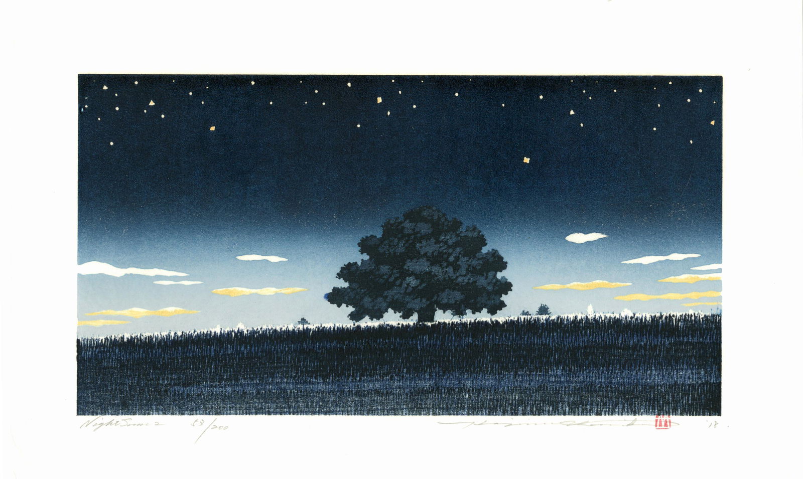 Namiki Hajime: Night Scene 2 2018 1st Ed. Woodblock (1 of 2)