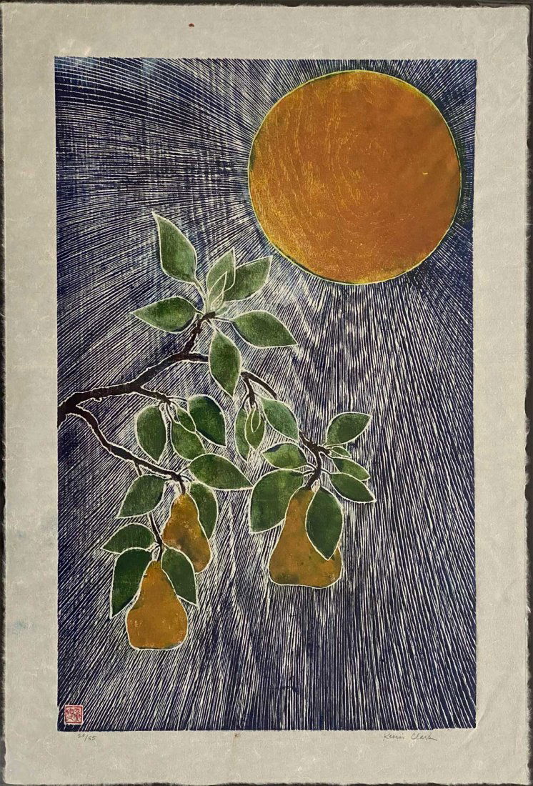 Kevin Clark - Pear Branch/Sun #20/55 2006 woodblock BIG (1 of 1)