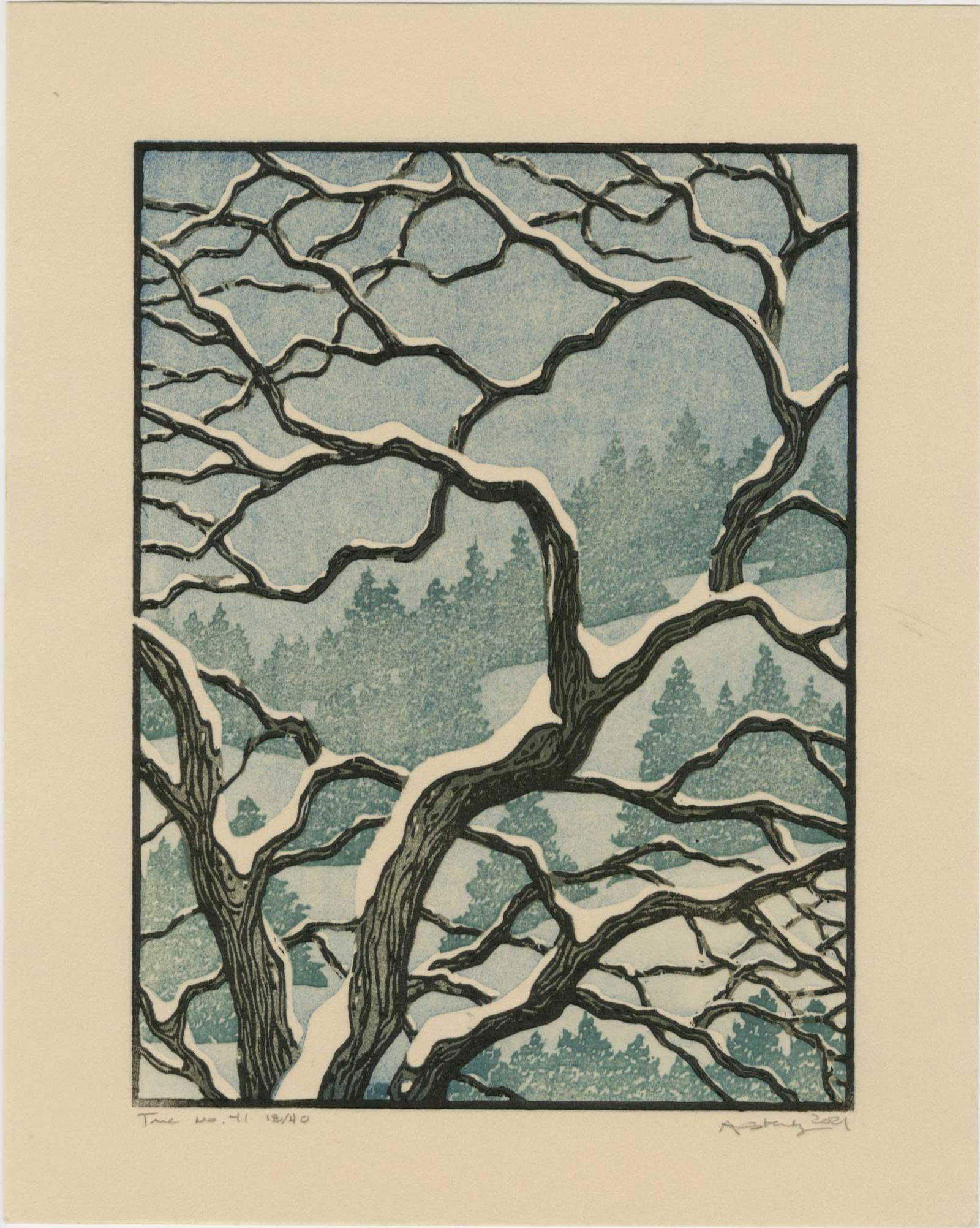 A. Starkey: Tree No. 41 1st edition Woodblock (1 of 2)