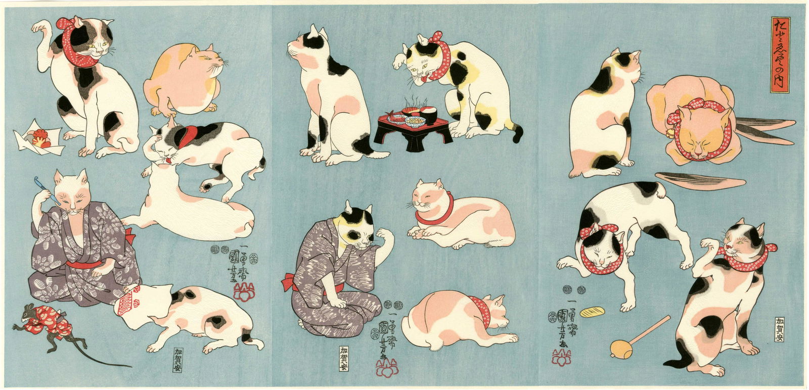 Kuniyoshi: Proverbs Illustrated by Cats Woodblock (1 of 5)