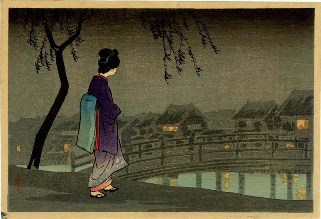 Shotei Takahashi: Twilight 1932 Woodblock (1 of 2)