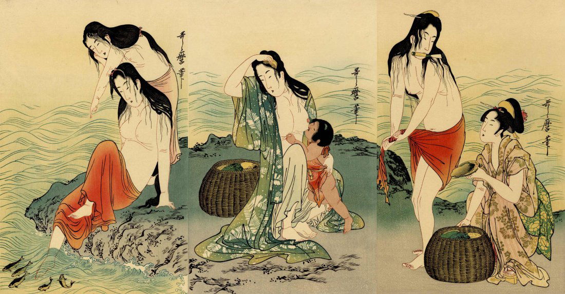 Utamaro Kitagawa: Awabi Divers Woodblock Triptych (1 of 5)