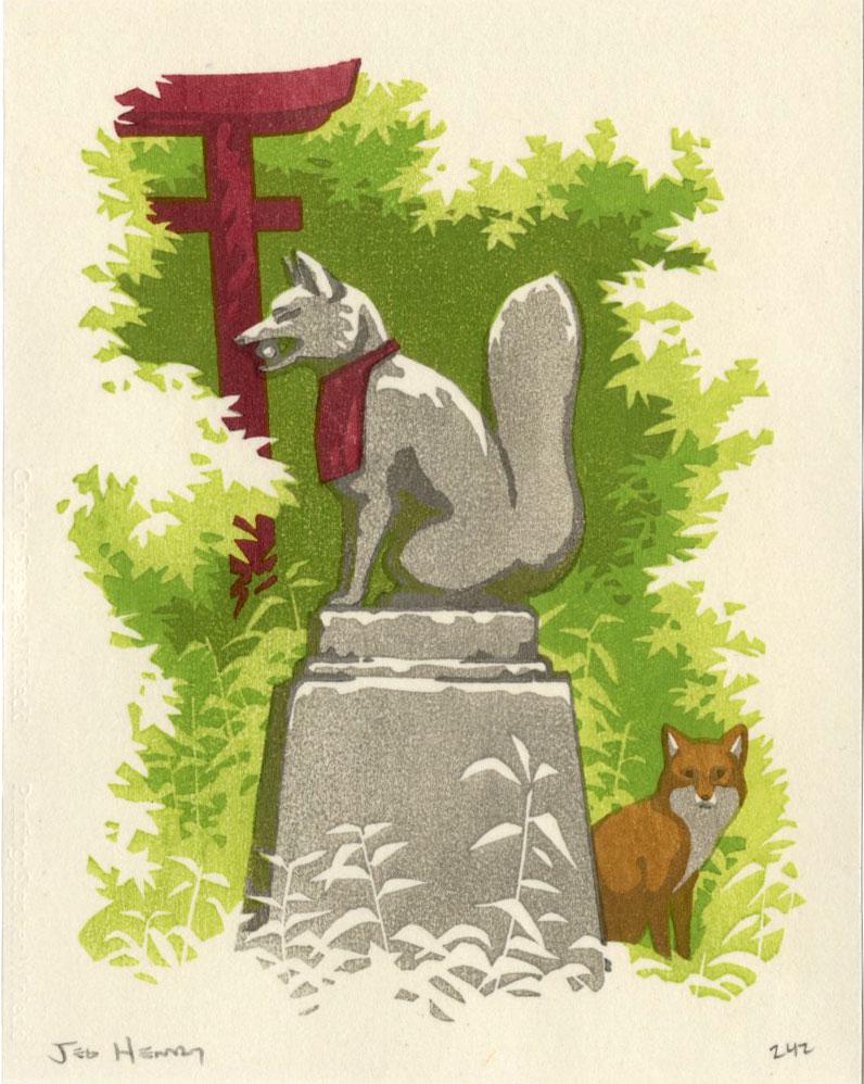 Jed Henry: Inari Shrine Woodblock (1 of 2)