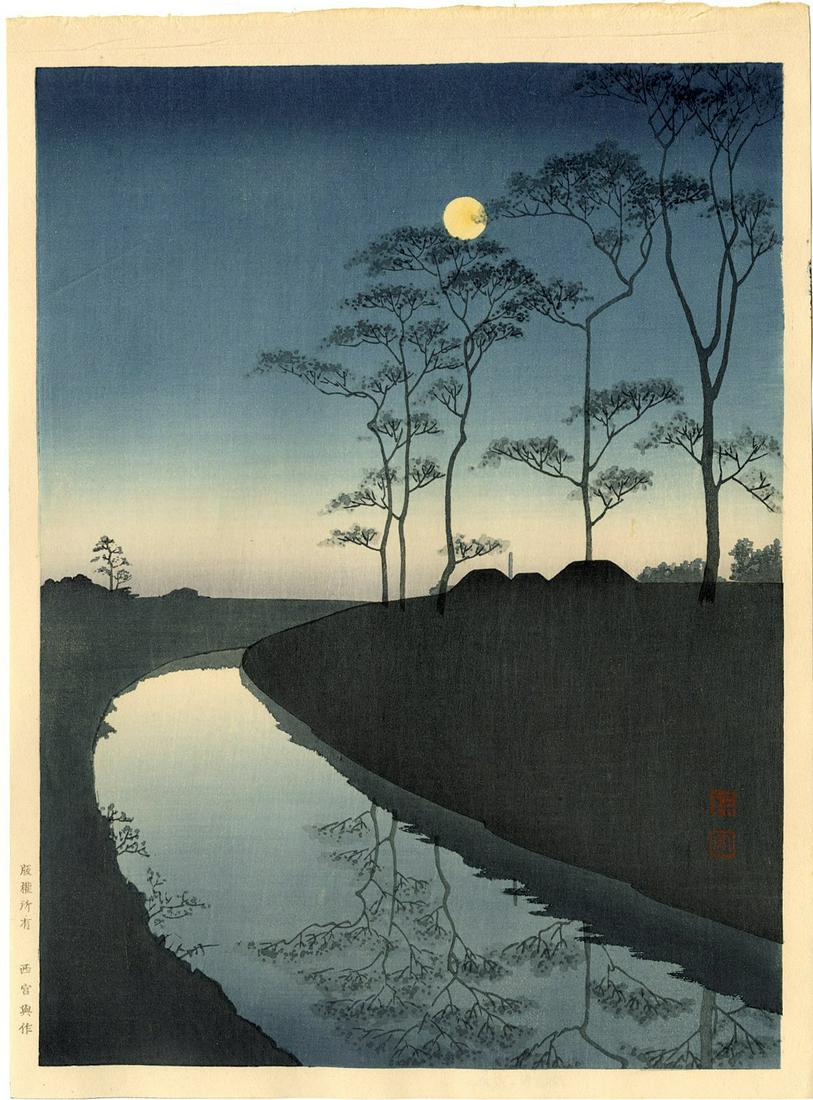 Shoda Koho: Country Scene 1930s Woodblock (1 of 2)
