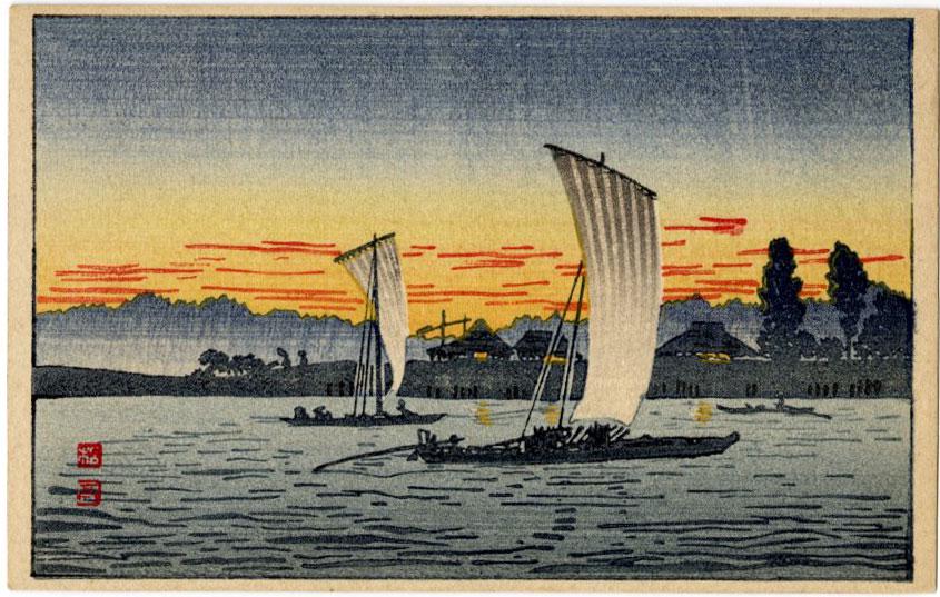 Shotei Takahashi: Homeward Bound 1936 Woodblock (1 of 2)