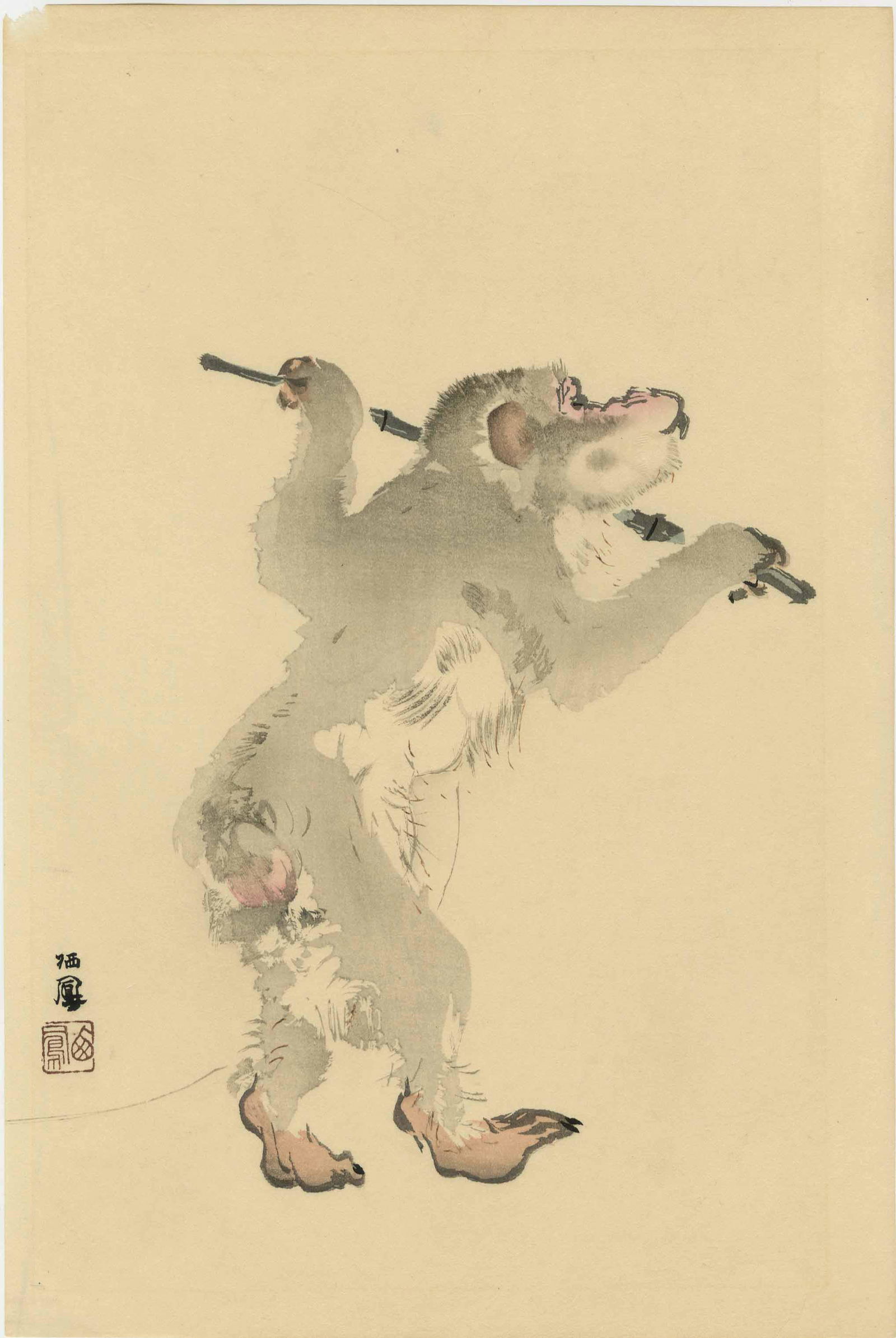 Takeuchi Seiho - Dancing Monkey w/ Stick 1930 MULLER NR (1 of 2)