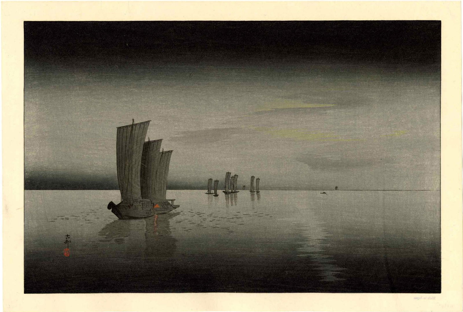 Koson Ohara  - Fishing Boats Dusk 1920s Muller (1 of 2)